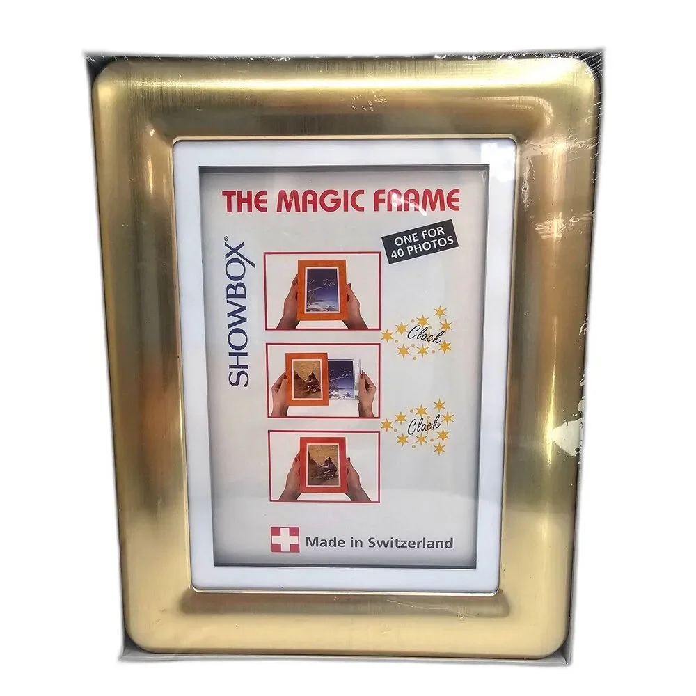 Vintage Showbox Magic Frame Gold Tone Rotating Photo Frame Holds 40 Photos